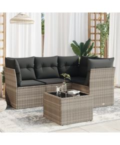 vidaXL vidaXL 5-cz. zestaw mebli do ogrodu, poduszki, jasnoszary rattan PE Dārza mēbeļu komplekti
