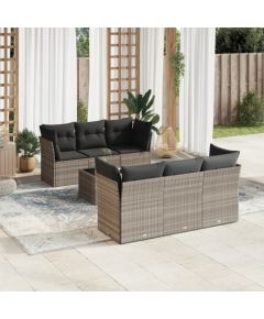 vidaXL vidaXL 7-cz. zestaw wypoczynkowy do ogrodu, z poduszkami, jasnoszary Dārza mēbeļu komplekti