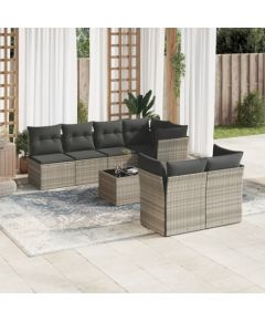 vidaXL vidaXL 8-cz. zestaw mebli ogrodowych, poduszki, jasnoszary polirattan Dārza mēbeļu komplekti