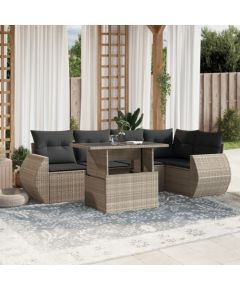 vidaXL vidaXL 7-cz. zestaw wypoczynkowy do ogrodu, z poduszkami, jasnoszary Dārza mēbeļu komplekti