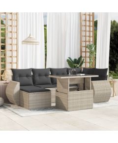 vidaXL vidaXL 7-cz. zestaw wypoczynkowy do ogrodu, z poduszkami, jasnoszary Dārza mēbeļu komplekti