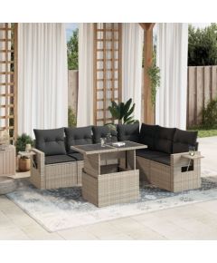 vidaXL vidaXL 7-cz. zestaw wypoczynkowy do ogrodu, z poduszkami, jasnoszary Dārza mēbeļu komplekti