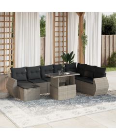 vidaXL vidaXL 9-cz. zestaw mebli ogrodowych, poduszki, jasnoszary polirattan Dārza mēbeļu komplekti