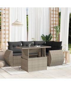 vidaXL vidaXL 5-cz. zestaw mebli do ogrodu, poduszki, jasnoszary rattan PE Dārza mēbeļu komplekti