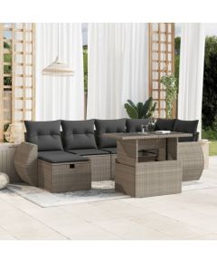 vidaXL vidaXL 7-cz. zestaw wypoczynkowy do ogrodu, z poduszkami, jasnoszary Dārza mēbeļu komplekti