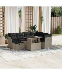 vidaXL vidaXL 8-cz. zestaw mebli ogrodowych, poduszki, jasnoszary polirattan Dārza mēbeļu komplekti