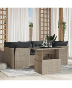 vidaXL vidaXL 7-cz. zestaw wypoczynkowy do ogrodu, z poduszkami, jasnoszary Dārza mēbeļu komplekti