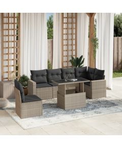 vidaXL vidaXL 7-cz. zestaw wypoczynkowy do ogrodu, z poduszkami, jasnoszary Dārza mēbeļu komplekti