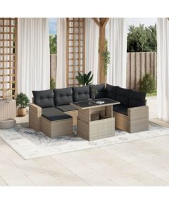 vidaXL vidaXL 8-cz. zestaw mebli ogrodowych, poduszki, jasnoszary polirattan Dārza mēbeļu komplekti