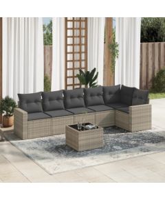 vidaXL vidaXL 7-cz. zestaw wypoczynkowy do ogrodu, z poduszkami, jasnoszary Dārza mēbeļu komplekti