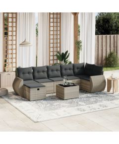 vidaXL vidaXL 8-cz. zestaw mebli ogrodowych, poduszki, jasnoszary polirattan Dārza mēbeļu komplekti