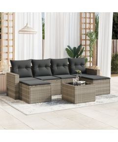 vidaXL vidaXL 7-cz. zestaw wypoczynkowy do ogrodu, z poduszkami, jasnoszary Dārza mēbeļu komplekti