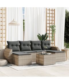 vidaXL vidaXL 7-cz. zestaw wypoczynkowy do ogrodu, z poduszkami, jasnoszary Dārza mēbeļu komplekti