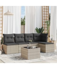 vidaXL vidaXL 6-cz. zestaw mebli ogrodowych, z poduszkami, jasnoszary Dārza mēbeļu komplekti