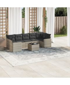 vidaXL vidaXL 8-cz. zestaw mebli ogrodowych, poduszki, jasnoszary polirattan Dārza mēbeļu komplekti