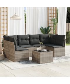 vidaXL vidaXL 7-cz. zestaw wypoczynkowy do ogrodu, z poduszkami, jasnoszary Dārza mēbeļu komplekti