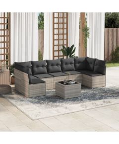 vidaXL vidaXL 8-cz. zestaw mebli ogrodowych, poduszki, jasnoszary polirattan Dārza mēbeļu komplekti