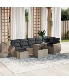 vidaXL vidaXL 8-cz. zestaw mebli ogrodowych, poduszki, jasnoszary polirattan Dārza mēbeļu komplekti