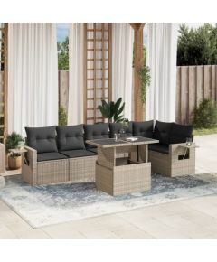 vidaXL vidaXL 7-cz. zestaw wypoczynkowy do ogrodu, z poduszkami, jasnoszary Dārza mēbeļu komplekti