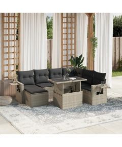 vidaXL vidaXL 8-cz. zestaw mebli ogrodowych, poduszki, jasnoszary polirattan Dārza mēbeļu komplekti