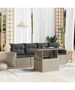 vidaXL vidaXL 5-cz. zestaw mebli do ogrodu, poduszki, jasnoszary rattan PE Dārza mēbeļu komplekti