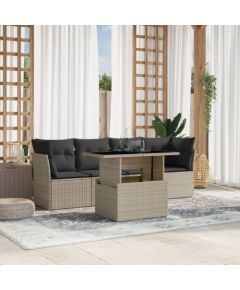 vidaXL vidaXL 5-cz. zestaw mebli do ogrodu, poduszki, jasnoszary rattan PE Dārza mēbeļu komplekti