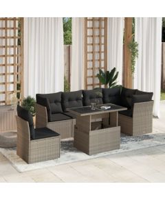 vidaXL vidaXL 7-cz. zestaw wypoczynkowy do ogrodu, z poduszkami, jasnoszary Dārza mēbeļu komplekti