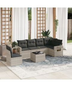 vidaXL vidaXL 7-cz. zestaw wypoczynkowy do ogrodu, z poduszkami, jasnoszary Dārza mēbeļu komplekti