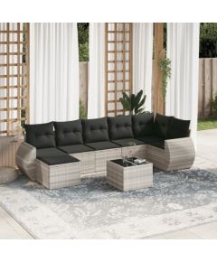 vidaXL vidaXL 8-cz. zestaw mebli ogrodowych, poduszki, jasnoszary polirattan Dārza mēbeļu komplekti