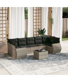 vidaXL vidaXL 8-cz. zestaw mebli ogrodowych, poduszki, jasnoszary polirattan Dārza mēbeļu komplekti