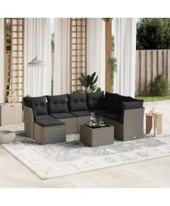 vidaXL vidaXL 8-cz. zestaw mebli ogrodowych, poduszki, jasnoszary polirattan Dārza mēbeļu komplekti