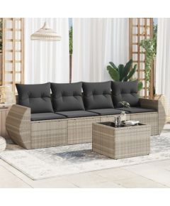 vidaXL vidaXL 5-cz. zestaw mebli do ogrodu, poduszki, jasnoszary rattan PE Dārza mēbeļu komplekti