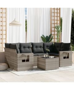 vidaXL vidaXL 7-cz. zestaw wypoczynkowy do ogrodu, z poduszkami, jasnoszary Dārza mēbeļu komplekti