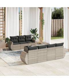 vidaXL vidaXL 8-cz. zestaw mebli ogrodowych, poduszki, jasnoszary polirattan Dārza mēbeļu komplekti