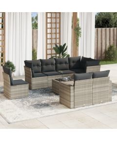 vidaXL vidaXL 9-cz. zestaw mebli ogrodowych, poduszki, jasnoszary polirattan Dārza mēbeļu komplekti