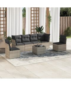 vidaXL vidaXL 7-cz. zestaw wypoczynkowy do ogrodu, z poduszkami, jasnoszary Dārza mēbeļu komplekti