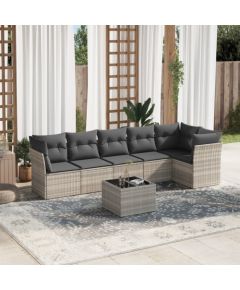 vidaXL vidaXL 7-cz. zestaw wypoczynkowy do ogrodu, z poduszkami, jasnoszary Dārza mēbeļu komplekti