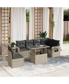 vidaXL vidaXL 7-cz. zestaw wypoczynkowy do ogrodu, z poduszkami, jasnoszary Dārza mēbeļu komplekti