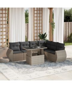 vidaXL vidaXL 7-cz. zestaw wypoczynkowy do ogrodu, z poduszkami, jasnoszary Dārza mēbeļu komplekti