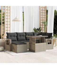 vidaXL vidaXL 7-cz. zestaw wypoczynkowy do ogrodu, z poduszkami, jasnoszary Dārza mēbeļu komplekti