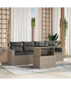 vidaXL vidaXL 5-cz. zestaw mebli do ogrodu, poduszki, jasnoszary rattan PE Dārza mēbeļu komplekti