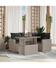 vidaXL vidaXL 5-cz. zestaw mebli do ogrodu, poduszki, jasnoszary rattan PE Dārza mēbeļu komplekti