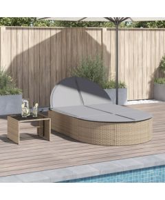 vidaXL vidaXL Podwójna leżanka z poduszkami, beżowa, polirattan Шезлонги и пляжные стулья