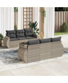 vidaXL vidaXL 7-cz. zestaw wypoczynkowy do ogrodu, z poduszkami, jasnoszary Dārza mēbeļu komplekti