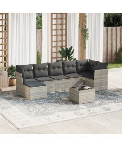 vidaXL vidaXL 8-cz. zestaw mebli ogrodowych, poduszki, jasnoszary polirattan Dārza mēbeļu komplekti