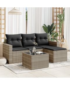 vidaXL vidaXL 5-cz. zestaw mebli do ogrodu, poduszki, jasnoszary rattan PE Dārza mēbeļu komplekti