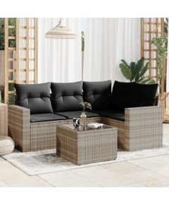 vidaXL vidaXL 5-cz. zestaw mebli do ogrodu, poduszki, jasnoszary rattan PE Dārza mēbeļu komplekti