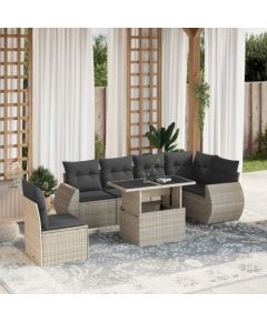 vidaXL vidaXL 7-cz. zestaw wypoczynkowy do ogrodu, z poduszkami, jasnoszary Dārza mēbeļu komplekti