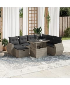 vidaXL vidaXL 8-cz. zestaw mebli ogrodowych, poduszki, jasnoszary polirattan Dārza mēbeļu komplekti