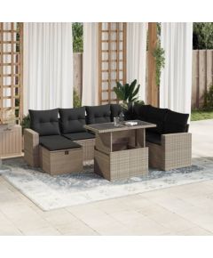 vidaXL vidaXL 8-cz. zestaw mebli ogrodowych, poduszki, jasnoszary polirattan Dārza mēbeļu komplekti